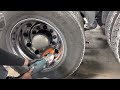 The secret to polishing a 22.5” Alcoa semi drive rim mounted on the truck.