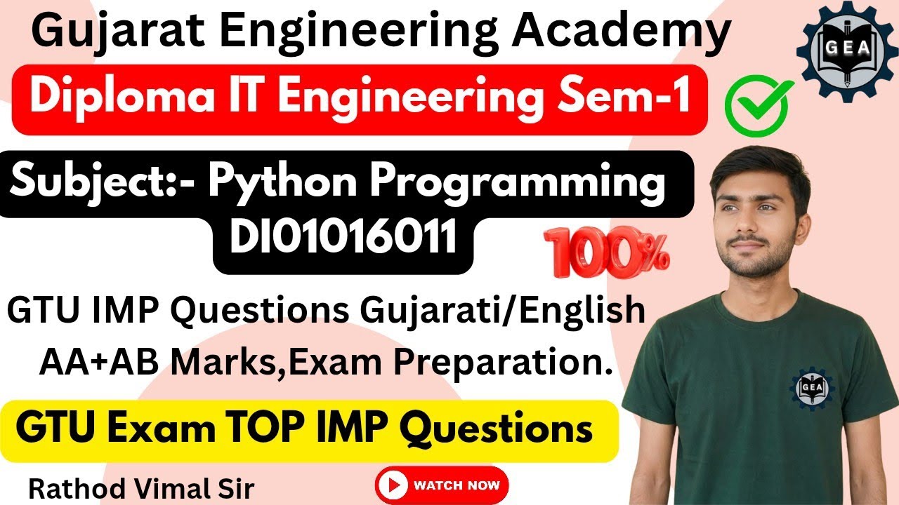 💯Python Programming GTU TOP IMP Questions🔥 | Diploma IT Sem-1📘 | DI01016011 | GTU Exam👍🎯AA+AB
