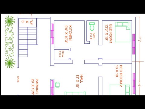 30  40 east face village  house  plan  without column YouTube