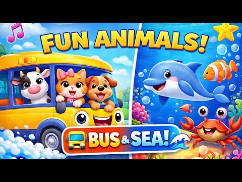 Animals on the Bus & in the Sea | Kids Songs & Nursery Rhymes