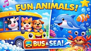 Animals on the Bus & in the Sea | Kids Songs & Nursery Rhymes