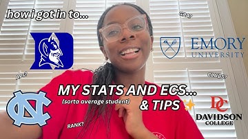 STATS + EXTRACURRICULARS that got me into duke, emory, etc! (& advice) *realistic*