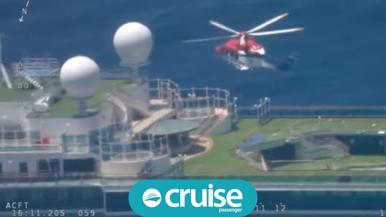 Heroic video of a cruise ship airlift after passenger suffers heart attack at sea