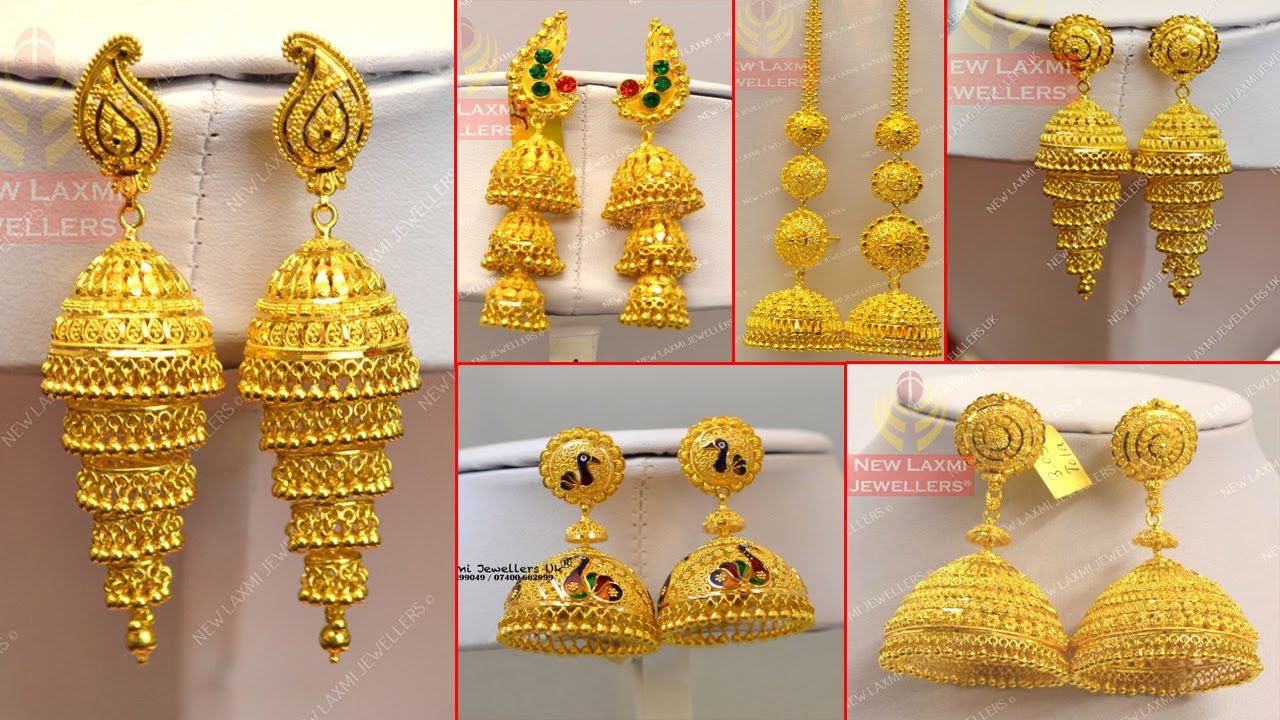 Latest Gold Jhumka Designs With Weight | gold Earrings Jhumka Designs ...