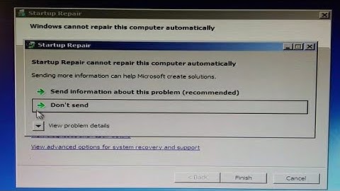 Lỗi startup repair cannot repair computer right now