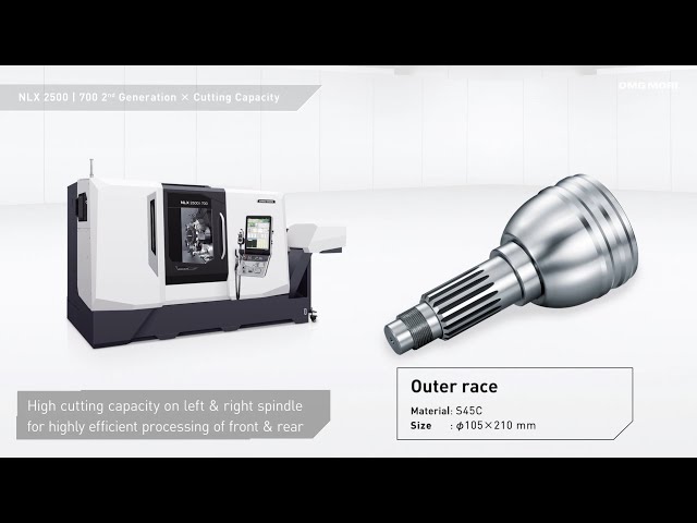 50% shorter cycle time than previous models! Outer race machining