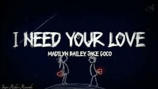 I Need Your Love - Madilyn Bailey, Jake Coco (Lyrics )
