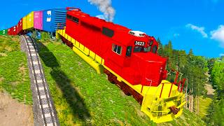 Train vs Steep Slope #2 - Cars vs Train - BeamNG.Drive