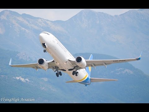 [Full HD] Ukraine International Airlines Boeing 737-900ER Taxi and Takeoff from Tivat Airport