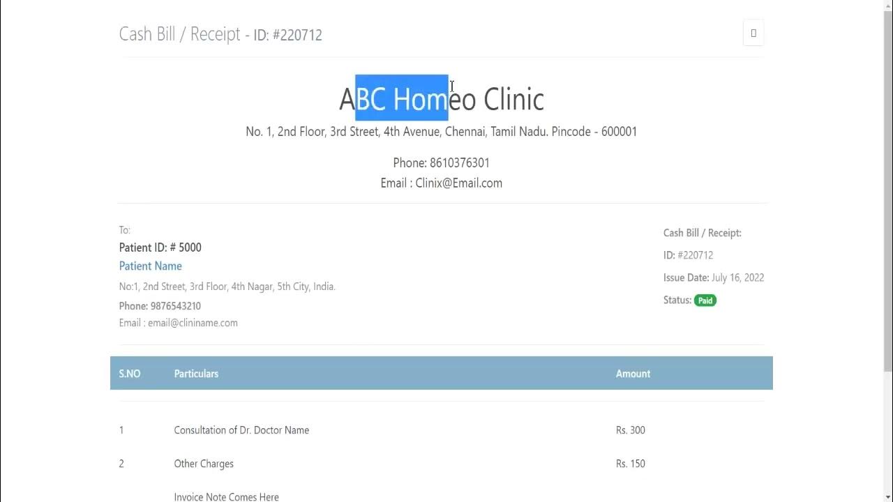How to check sample invoice cash bill in clinix software youtube