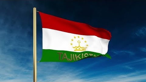 4K Tajikistan flag slider style with title. Waving in the wind with cloud background animation