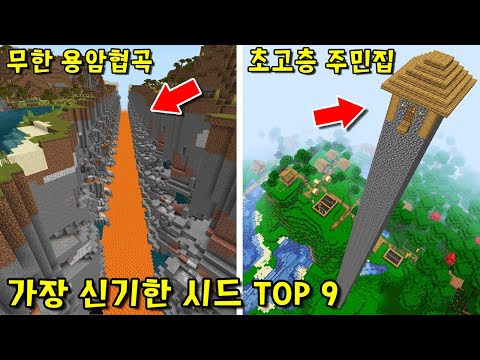 <strong>마크</strong> 가장 신기한 시드 &amp;#39;TOP 9&amp;#39;! 초고층 주민집,무한 <strong>용암</strong> 협곡,무한 폐광 등등! 꼭보세요 핵신기ㅋㅋ [마인크래프트]