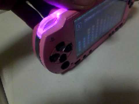 psp 1000 pink with led mod and umd cut by lobo. - YouTube