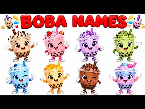 Boba Names 🧋 | 10 Boba Names for Kids | Bubble Tea Names in English | 3D Cartoon