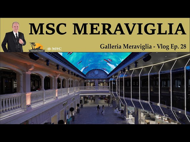 Inside of the Meravigila Galleria. Mall onboard the cruise ship