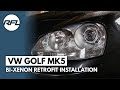 VW Golf MKV, 5, V, Bi xenon projector retrofit installation video