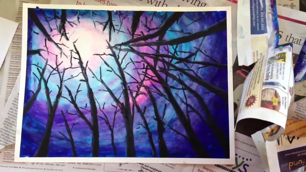 copy of painting oil pastel night sky in woods not asmr youtube