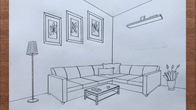 How to Draw a Room in 1-Point Perspective for Beginners 