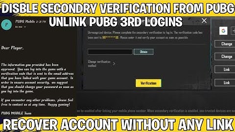 Without Login Secure Account In Pubg |Unlink All Logins | Disble 2nd Verification |Remove 3rd Links