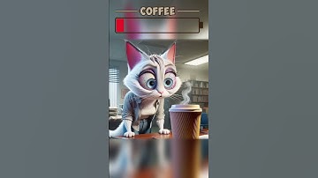 Mother Cat Drinks Lots of Coffee to Get By #funny #catlover #cuteanimals #cartoon