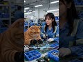 An orange cat got tricked by an agent into working at a factory, lol 😂 #Funny #Cats