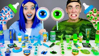 Blue Food vs Green Food Challenge 그린 블루 푸드 챌린지 Elsa Frozen vs Hulk Mukbang by HAHABUBA