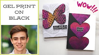 STUNNING Gel Press Printing On Black Cardstock!