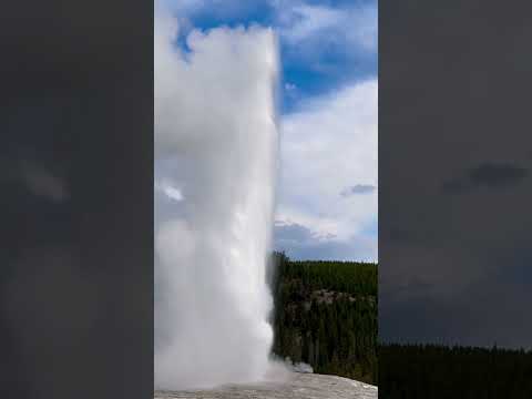Old Faithful geyser eruption at Yellowstone, Oct 2023