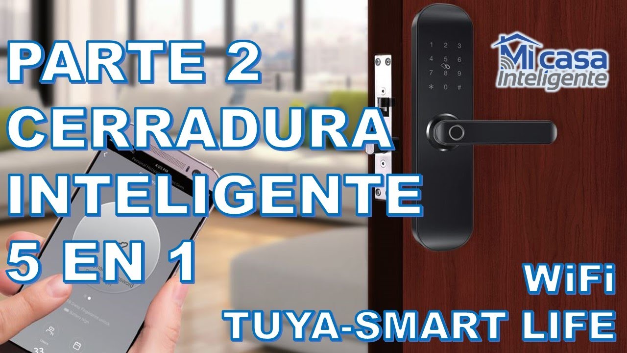 Cerradura de puerta inteligente con tarjeta de contraseña y huella digital  Tuya WiFi APP - MEGATRONICA