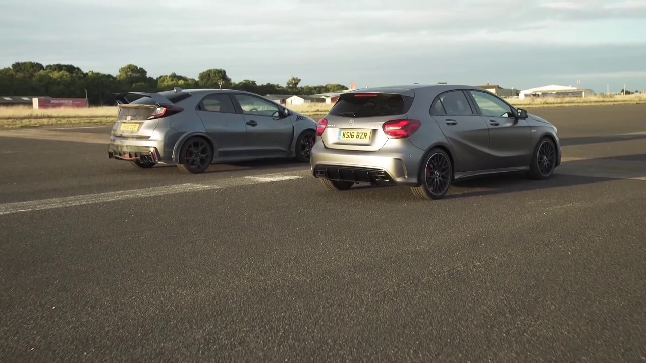 Mercedes A45 AMG vs Honda Civic Type R Drag Race Mat Watson Reviews