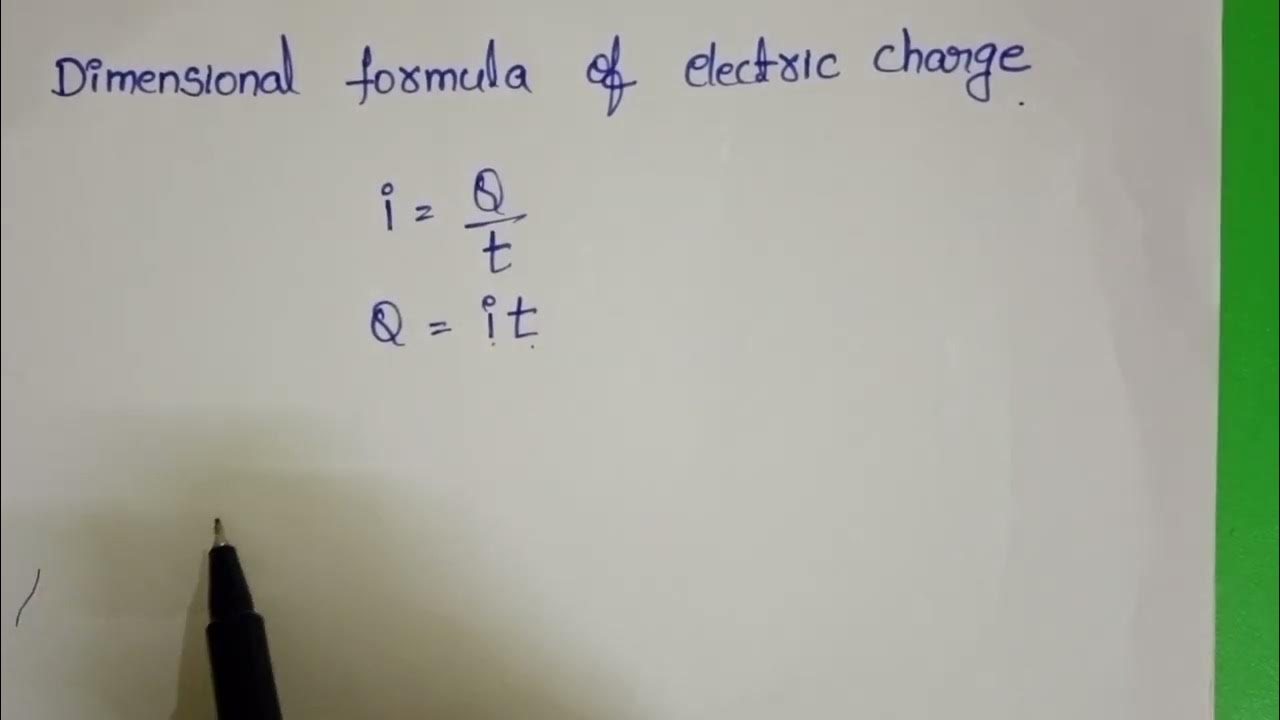 Dimensional formula of electric charge is youtube