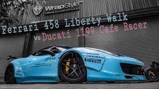 Ferrari 458 Liberty Walk vs Ducati 1199 Cafe Racer | PWE Media