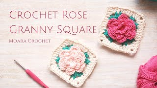 Crochet Rose Granny Square with Moara Crochet