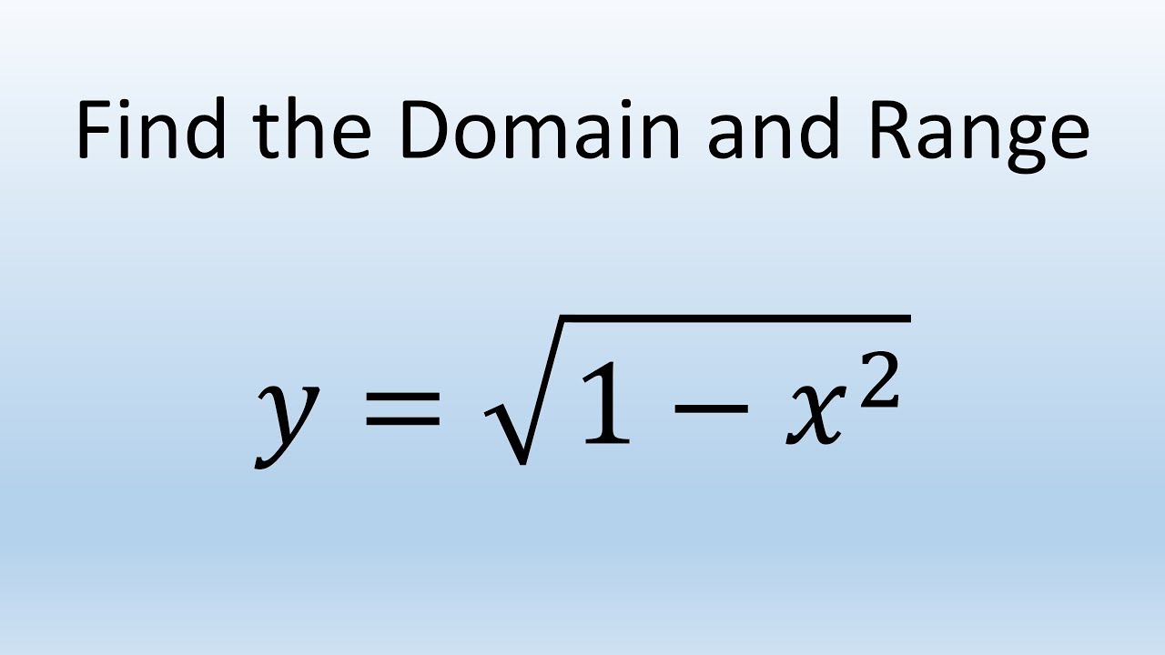 Find Domain And Range Of Function Y Sqrt 1 X 2 Youtube