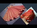 Full length umbrella gown with border patch || party dress for young girls || cutting and stitching