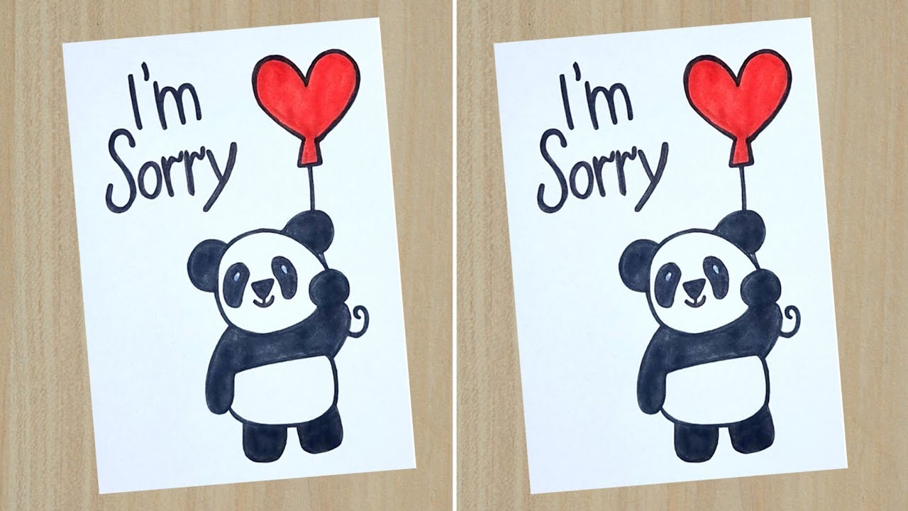 Sorry Card😐 //How to Draw Sorry Card For Best Friend //Sorry Panda Card ...