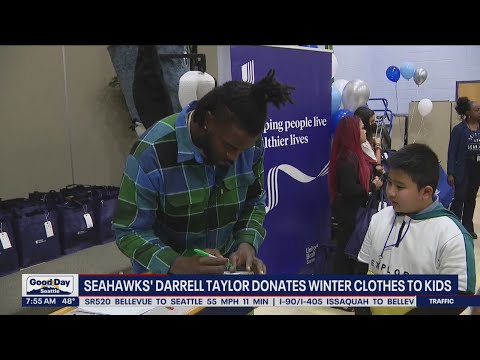 Seahawks' Darrell Taylor donates winter clothes to kids | FOX 13 Seattle