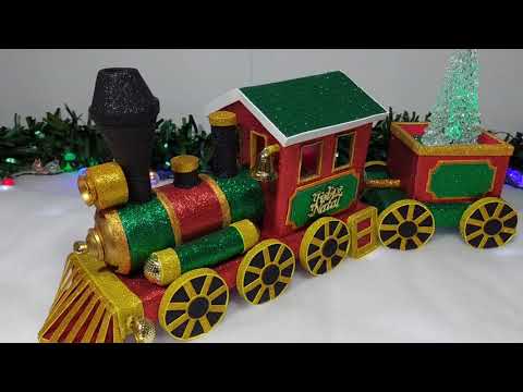 Como fazer um LINDO TREM natalino de papelão/Manualidade Navideña /ENFEITE DE NATAL FEITO DE PAPELÃO