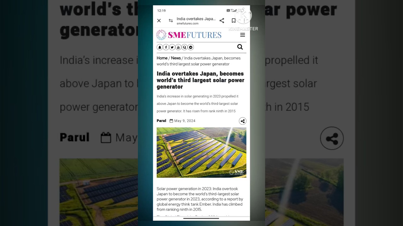 India overtook Japan to become the third-largest solar power generator