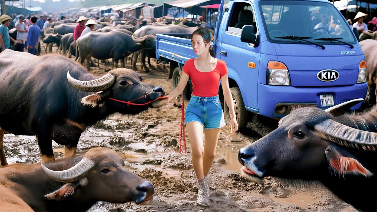 Buy 1000+ Buffaloes, Use Truck to Transport 500km to Countryside Market to Sell | Farm Farm TV