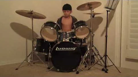 Joey Wegner on Drums, 9 years old