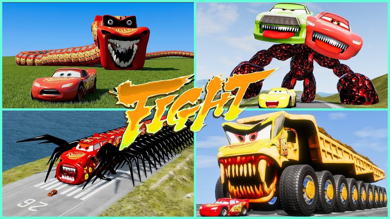 ULTIMATE MULTI-HEADED FIGHT! 🏎️ Centipede McQueen vs Two-Headed Giant