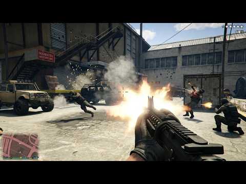 GTA 5 - First Person Merryweather Shootout  + Ten Star Escape