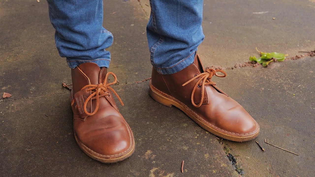 brown leather clarks desert boots