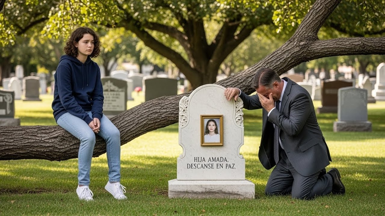 The Father Weeps at His Daughter’s Grave, Unaware That She Is Watching Him