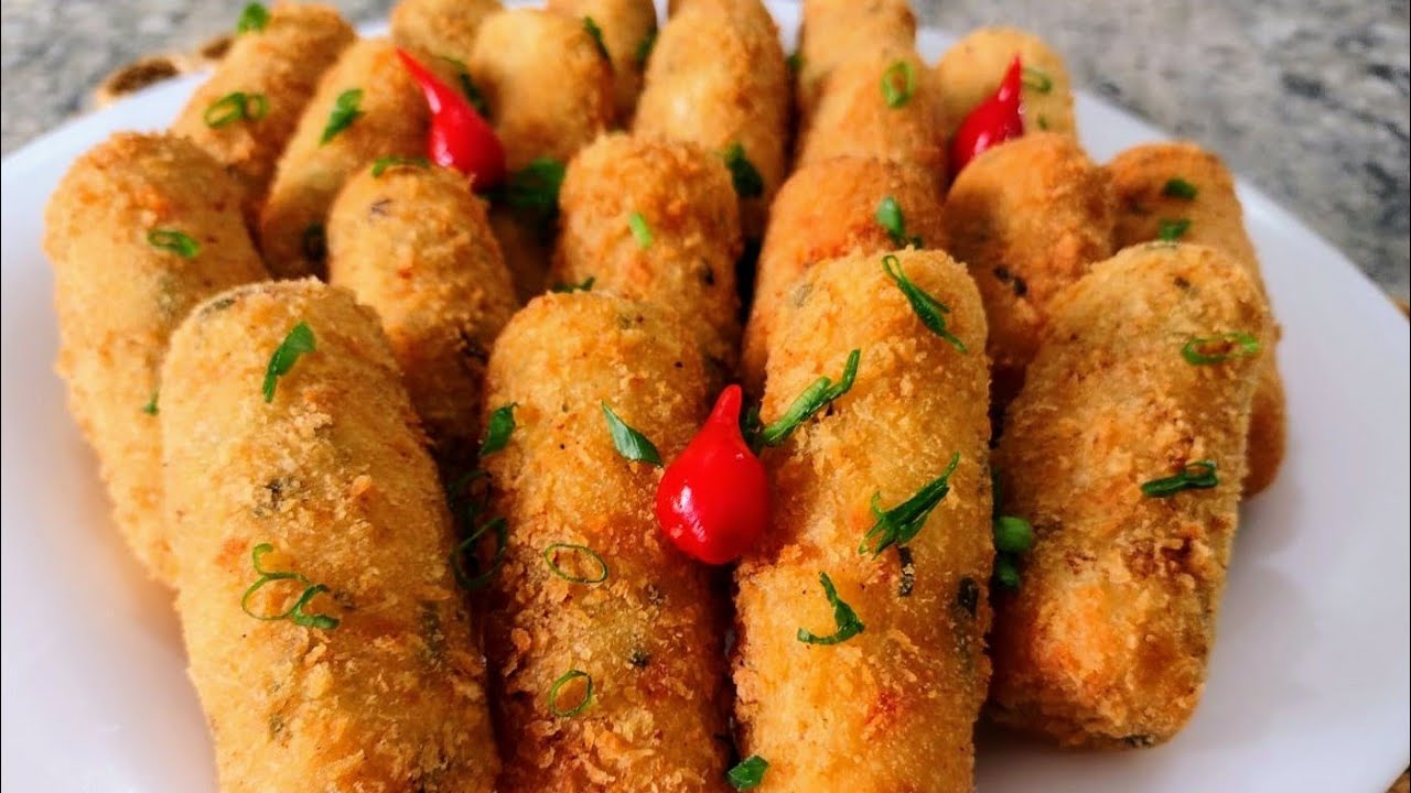 CROQUETE DE BATATA RECHEADO COM QUEIJO-PETISCO DELICIOSO