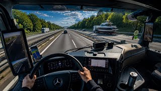 NEW Mercedes Actros POV 🔥 ASMR Truck Driving in France 🇫🇷 | 4K Road Sounds