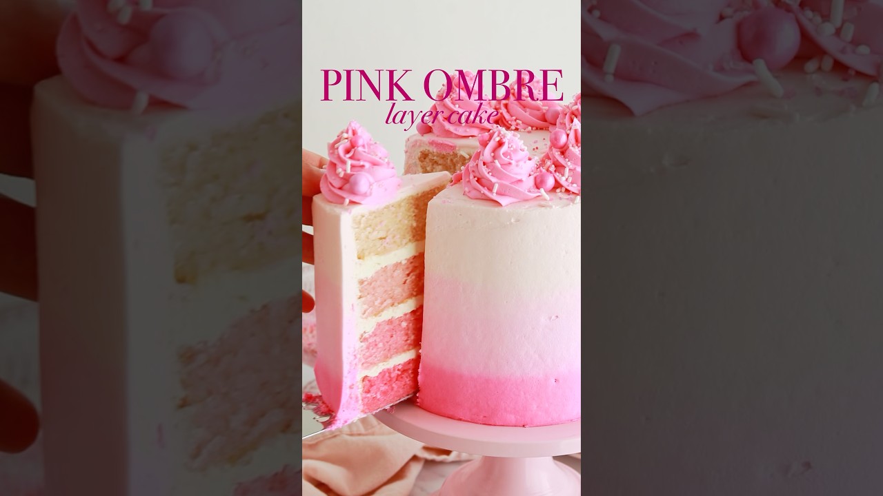 Pink ombre cake inside and out 💕get the full tutorial at sugarandsparrow.com 