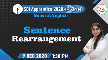 SBI APPRENTICE SERIES | English | Sentence Rearrangement | By Palak Mahendras | 1:30 pm