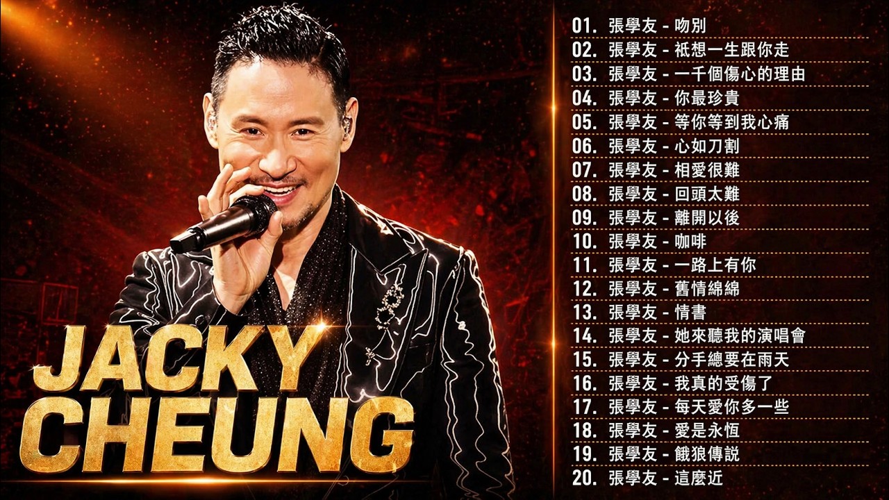 【張學友 Jacky Cheung 粵語歌曲】20首精選金曲《吻別・藍雨・情已逝・只想一生跟你走》